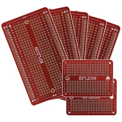 Image de EPLZON PCB Prototype Board Carte de prototypage Breadboard soudable Protoboard Circuit Imprimé Double Faces pour les projets bricolage électronique compatibles avec arduino(Rouge)