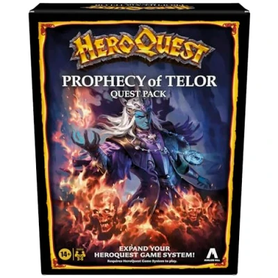 Image de Avalon Hill HeroQuest Prophecy of Telor Quest Pack, nécessite un système de jeu pour jouer, jeux Dungeon Crawler, à partir 14 ans, 2 5 joueurs, stratégie