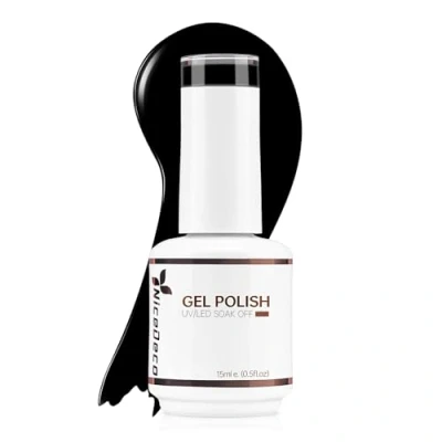 Image de Nicedeco 15ML Vernis Gel Semi Permanent Noir, Sans HEMA à Ongles Polish UV LED Soak Off Brillant Longue Durée (02)