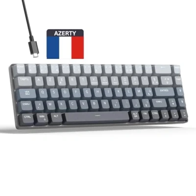 Image de MageGee Clavier Gamer Mécanique AZERTY 60% Compact 69 Touches avec Rétroéclairage LED Mini Filaire Switchs Rouges pour PC, Ordinateur Portable, Mac