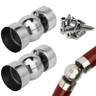 Image de Lot de 2 connecteurs tuyau main courante en acier inoxydable ultra fins 0,4 mm Accessoires universels pour rampe d&#039;escalier d&#039;angle Avec 8 vis