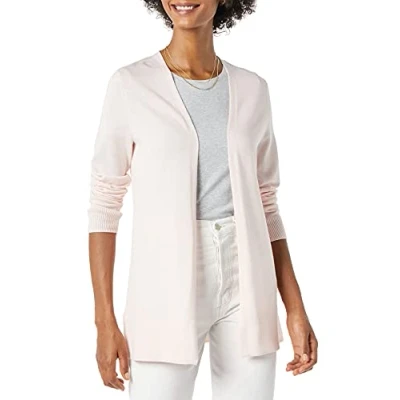 Image de Amazon Essentials Gilet Ouvert sur Le Devant Léger (Grandes Tailles Disponibles) Femme, Rose Pâle, XL
