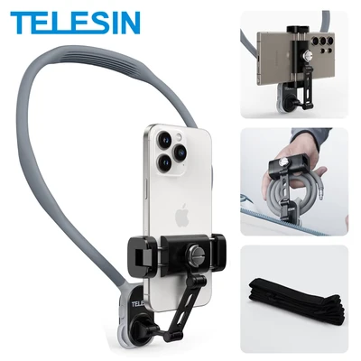 Image de TELESIN Support de téléphone POV rotatif à 360 , clip cou pour iPhone 15 14 13 12 11 10 SAMSUNG