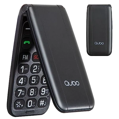 Image de Qubo Téléphone à Clapet pour Les Personnes âgées, Portable Écran de 2,4 Pouces, Volume élevé, Fonction SOS, Double Carte SIM, Appel Rapide, Radio FM,Noir