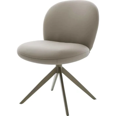 Image de Chaise pivotante Nube Flex cuir de vache couleur boue pied croisé large aspect titane pivotement sur 360 fonction bascule ressorts ensachés