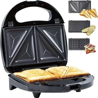 Image de Gadgy Gaufrier Appareil Croque Monsieur 3 in 1 Gauffrier Multifonctions Plaques Détachables en l Avec Poignée Cool Touch, Pieds Anti dérapants et 2 Voyants de Contrôle