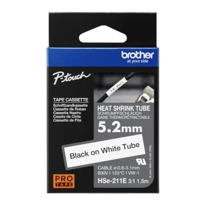 Image de Brother HSE211E Ruban retrac Noir/Blanc
