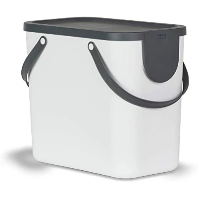 Image de Rotho Albula Système de séparation des déchets 25l pour la cuisine, Plastique (PP) sans BPA, blanc/anthracite, (40.0 x 23.5 34.0 cm)