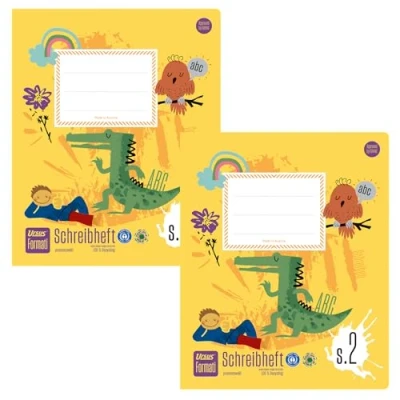 Image de Ursus Formati S.2 Quart Lot de 2 cahiers d&#039;écriture lignés 20 feuilles lignées pour débutants à écrire : intérieur, en papier 100% recyclé