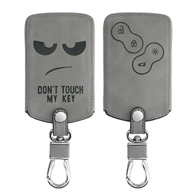 Image de kwmobile Accessoire Clef de Voiture Compatible avec Renault 4 Bouton (Keyless Go Uniquement) Coque Clé en Nubuck Don&#039;t Touch My Key Gris