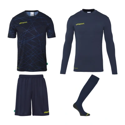 Image de uhlsport Prediction Torwart Set Ensemble Maillot, Bleu Marine/Jaune Fluo, 140 cm Mixte