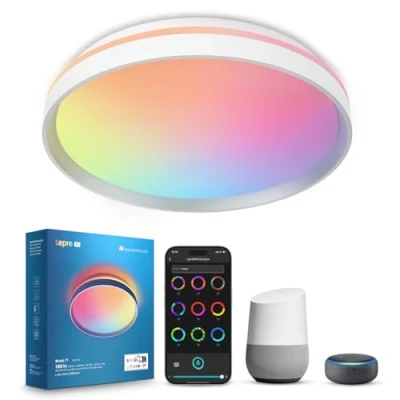 Image de Lepro T1 IA Plafonnier LED Connecté WiFi 24W 2000LM, Éclairage généré par LLM, Sync Musique, Compatible avec Alexa et Google Assistant, IP44 Etanche, Idéal pour Salle de Bain, Chambre, Salon