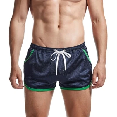 Image de AIMPACT Short de course en maille pour homme avec doublure, bleu, S