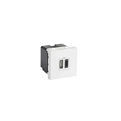 Image de Legrand 077592 Mosaic USB Chargeur, Type A + C, 3A, 15W, 2 Module, 230V ou 5V, Blanc