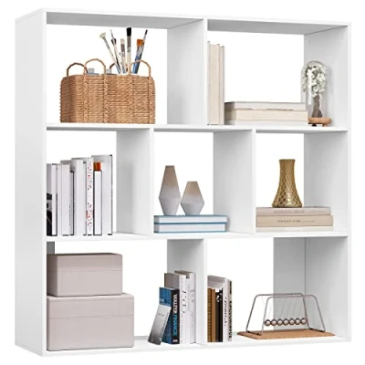 Image de eSituro Bibliothèque Enfant Blanc 7 Compartiments Étagère sur Pied utilisable horizontalement verticalement ou à l&#039;envers cubique pour Salon Chambre
