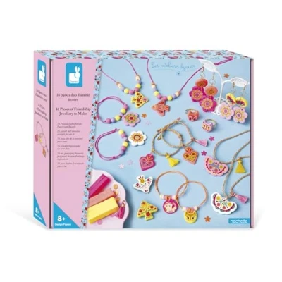 Image de Janod 16 Bijoux d&#039;Amitié à Créer Breloques en Autonomie Pate Polymère Kit de Loisirs Créatifs Stimule la Créativité Activité Manuelle pour Enfant Dès 7 Ans et + J09186