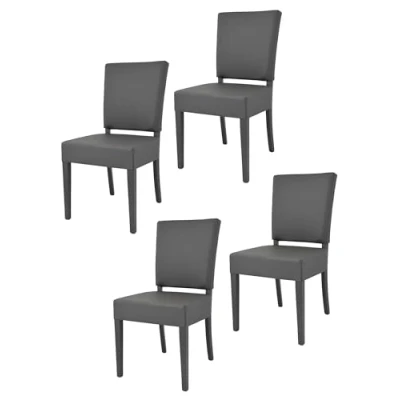 Image de t m c s Tommychairs Set 4 chaises Genny pour Cuisine, Structure en Bois de hêtre Couleur Gris foncé, Assise et Dossier rembourrés recouverts simil Cuir foncé