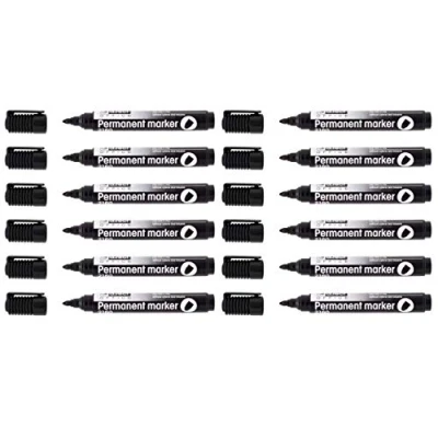 Image de D.RECT 2160 Lot de 12 marqueurs indélébiles à pointe ogive multi surfaces Noir