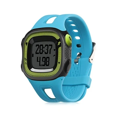 Image de kwmobile Bracelet compatible avec Garmin Forerunner 10/15 (L Size model) de rechange pour fitness tracker en TPU bleu mat