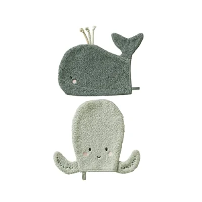 Image de VERTBAUDET Lot de 2 gants toilette Animorigolo vert sauge TU