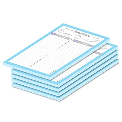 Image de PRICARO Lot de 5 listes courses « Allerlei » magnétiques Bleu clair Format A6 25 feuilles