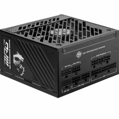 Image de MSI MPG A1250GS PCIE5 Alimentation 1250W 80 Plus Gold ATX 3.1, PCIe 5.1 Support GPU, Dual Native 12V 2x6, Câbles Modulaires avec Ports Bicolore