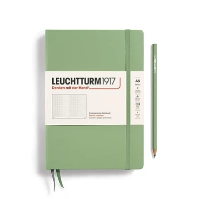 Image de LEUCHTTURM1917 361584 Carnet de notes Medium (A5), Couverture rigide, 251 pages numérotées, Sauge, pointillé