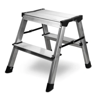 Image de siwitec Escabeau 2 x marches en aluminium Échelle légère accessible des deux côtés Charge maximale : 150 kg Certifié TÜV