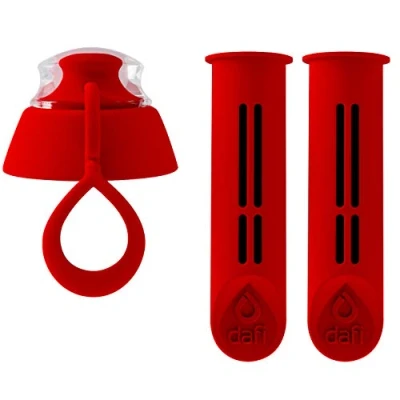 Image de DAFI Lot de 2 Filtres + bouchon pour gourde filtrante Soft Couleur rouge remplacement Sans BPA à charbon Élimine le goût et l&#039;odeur du chlore