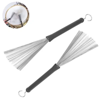 Image de Zwenjuan Balais à Percussion,1 Paire Brosses Tambour Rétractable avec Poignées en Caoutchouc Confortables pour Batterie Jazz