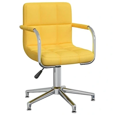 Image de vidaXL Chaise pivotante de bureau Jaune moutarde Tissu