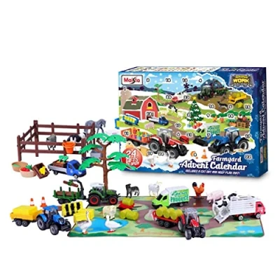 Image de Maisto M12566 Mini Travail Machines Farm Advent Calendrier, Couleurs Assorties