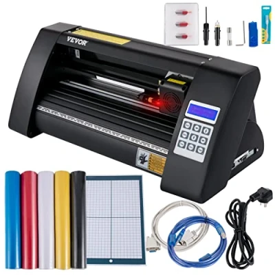 Image de VEVOR Plotter de Découpe Vinyle 375 mm Traceur Coupe, Machine avec Logiciel Signmaster, Compatible Système Windows Coupe Précis 3 Lames Écran LCD pour Tracer Découper