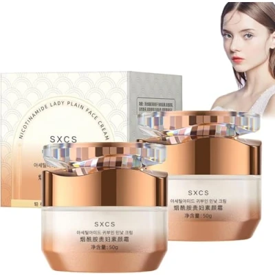 Image de SXCS Nicotinamide Lady Plain Face Cream, Illuminating Makeup Multifunctional Smooth Hydrating Niacinamide Vitamin C Cream (2 PCS)