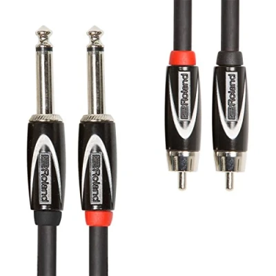 Image de Câble double d’interconnexion gamme Black Roland Connecteurs jack 1/4 de pouce vers RCA, 1 m RCC 3 2R28