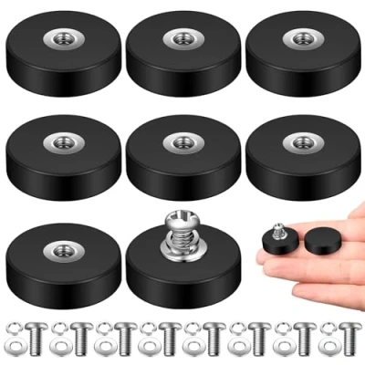 Image de Mexgcom Lot de 8 Aimants Ronds en CaoutchoutéS, Forts ø22 MM, D&#039;AdhéRence : 5kg, NéOdyme Extra Puissants avec M4 Filetant, Pour VéHicules, Lampes (8)
