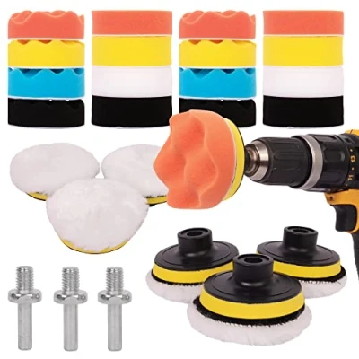 Image de GADLANE Kit Polissage Voiture 25PCS Pad pour Perceuse M10, Tournevis sans Fil et Machines à Polir Différents Niveaux de Douceur