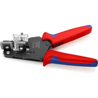 Image de Knipex Pince à dénuder de précision avec couteaux forme brunie, gaines bi matière 195 mm 12 02