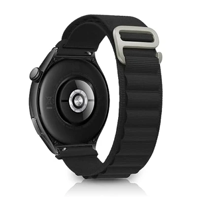 Image de KeeFos 22MM Alpine Loop Bracelet pour Huawei Watch GT 5 46mm/Huawei Pro 46mm, Nylon Titanium G Hook Bracelets 4 46mm/Watch 4/Watch Noir