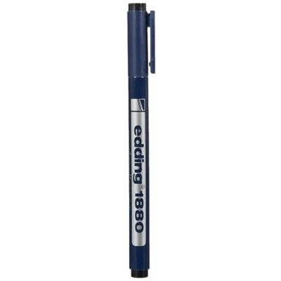 Image de edding 1880 Feutre fin de précision noir 1 stylo Largeur trait,5 mm pour une écriture et des esquisses précises Pointe fine gainée métal adapté aux règles pochoirs