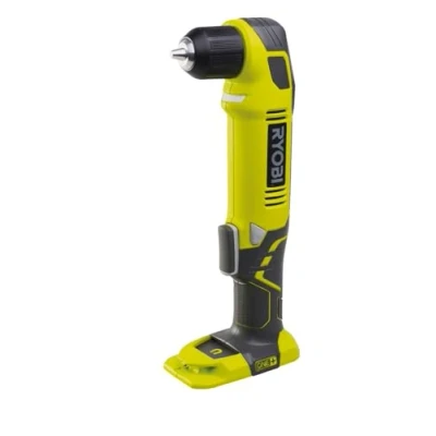 Image de RYOBI Perceuse visseuse angulaire 18 V ONE+, 1 vitesse 1100 tr/min, mandrin 10 mm, foret à bois Ø38 métal mm Lumière LED Embout vissé double Sans batterie ni chargeur RAD1801M
