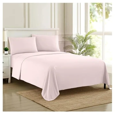 Image de Parure de lit Luxe Respirants avec élastique Complet et Sangles d&#039;angle sécurisées intégrées Collection 1800 Supreme Extra Douce Poche Profonde, jumeau, Rose pâle