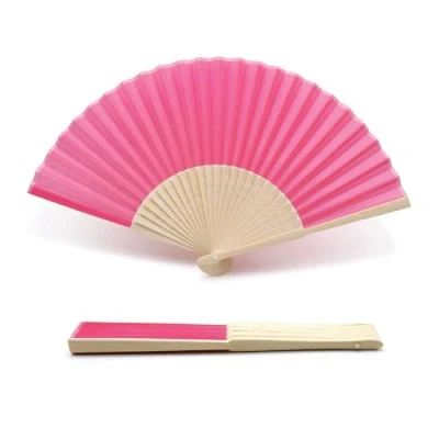 Image de OLILLY 50 Eventails de Qualité en Tissu Rose Vif et Bambou (Rose Vif, Eventails)