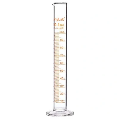 Image de stonylab Verre Cylindre Gradué (1 Paquet), Graduated Cylinder Borosilicaté 100 ml Mur Lourd Éprouvette