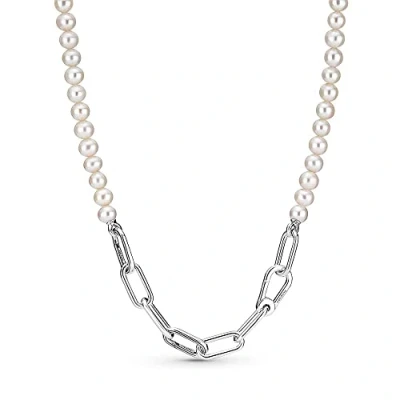 Image de Pandora ME Collier Link en argent sterling avec perle de culture d’eau douce blanche, 45