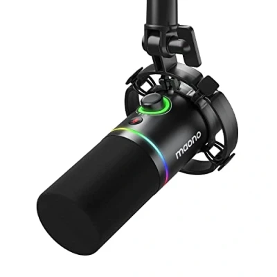 Image de MAONO Micro Dynamique XLR/USB, PC Podcast Microphone avec Logiciel, Mute, Bouton de Gain, Contrôle du Volume, pour Streaming, Gaming, PS4/PS5, Doublage Voix, Enregistrement Vocal (PD200X Noir)