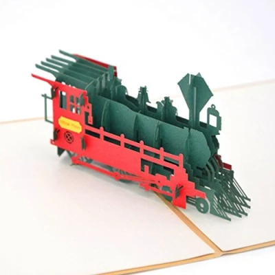 Image de Medigy Carte d&#039;Anniversaire Faite à Main 3D Pop Up Kirigami Creux Train Rétro Pliable Postale de Voeux pour Anniversaire Mariage Saint Valentin avec Enveloppe