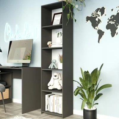 Image de Home Collective Étagère en bois de 30 cm large, avec 4 étagères, peu encombrante et robuste, 40 x 180 cm, anthracite