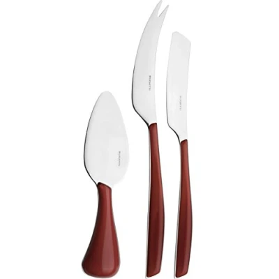 Image de BUGATTI GLMA 021F36/3 Glamour Fenêtre Set de 3 Outils Fromage en Boîte Rouge Marsala 16,50 x 3,5 26 cm