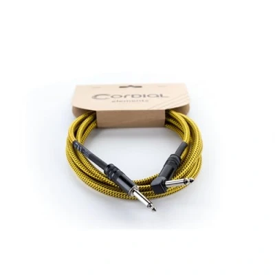 Image de CORDIAL ECL EI3PR tweed YE Câble guitare jack droit/coudé 3 m jaune